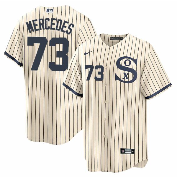 Men Chicago White Sox 73 Mercedes Cream stripe Dream version Game Nike 2021 MLB Jersey